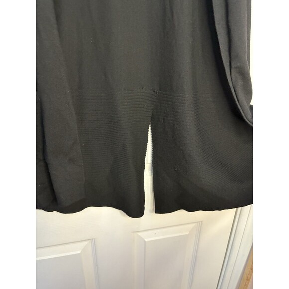 Time and Tru Large Black Open Front Sweater 12-14 Ribbed Detail L/S Pockets - Picture 3 of 6